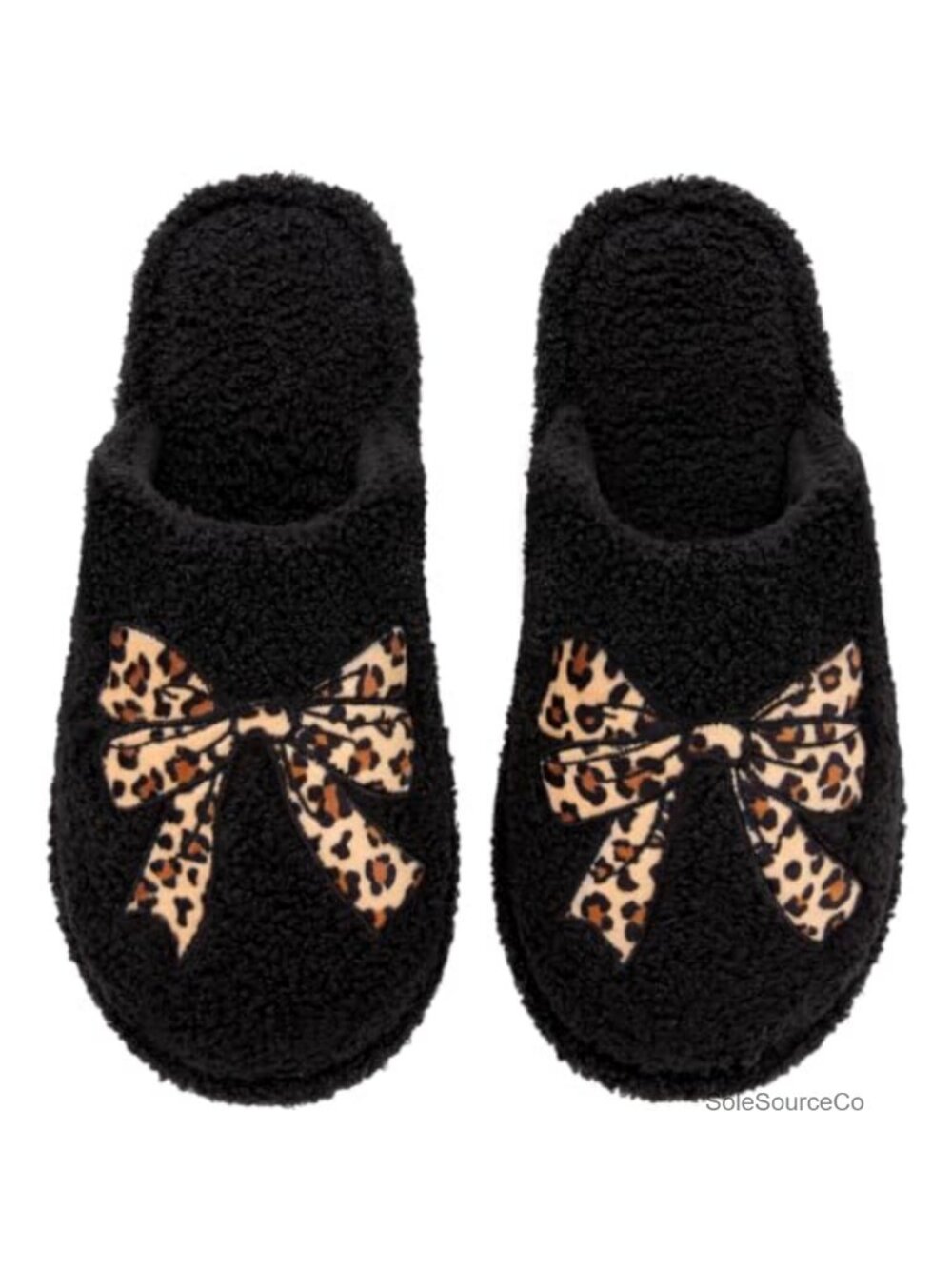 Faux Fur Bow Slip On Indoor House Slippers